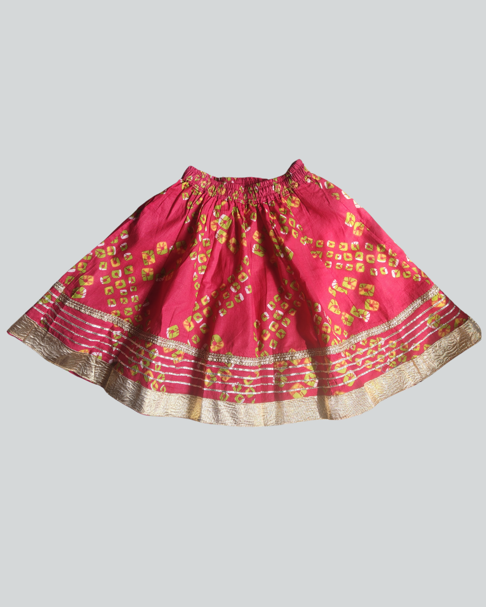 SnugBug Girls pure cotton Red Bandhani Lehanga with Dupatta Rajsthani Style