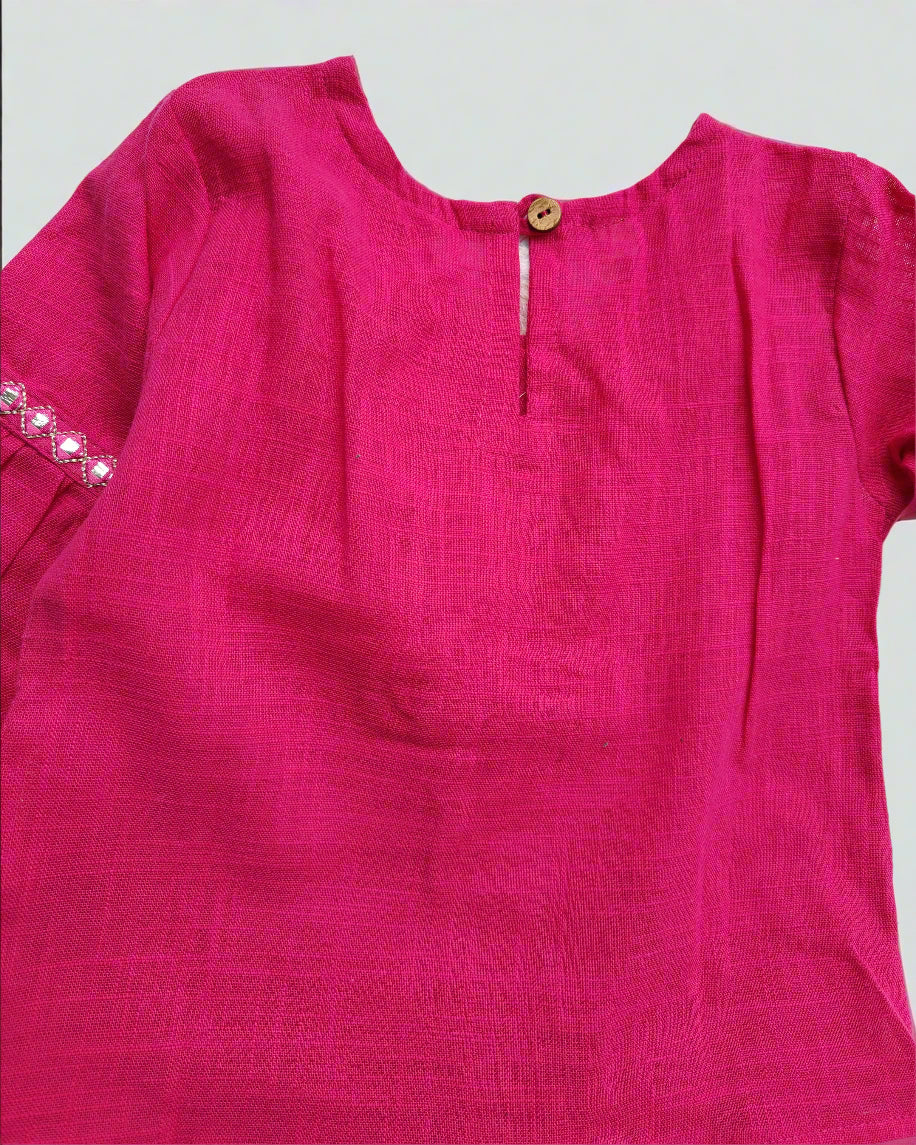 Girls Slub Cotton Gota Patti Ethnic Wear