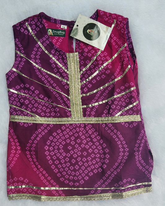 Girls Bandhani Bliss Ethic Wear | Cotton Kurta Pajama with Dupatta | SnugBug