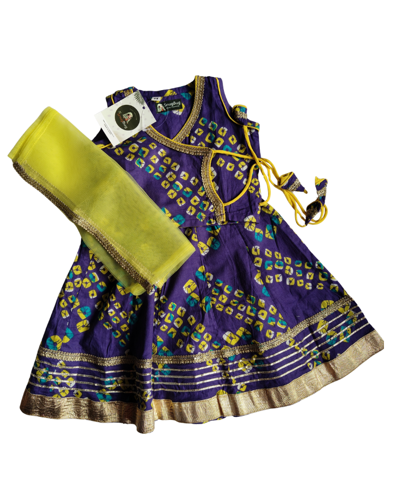 Girls Bandhej Print Cotton Lehanga choli with dupatta traditional weafr