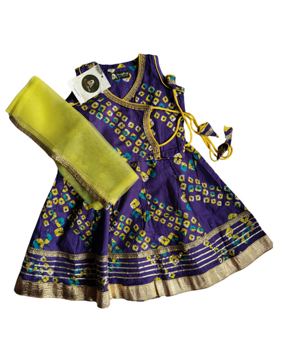 Girls Bandhej Print Cotton Lehanga choli with dupatta traditional weafr