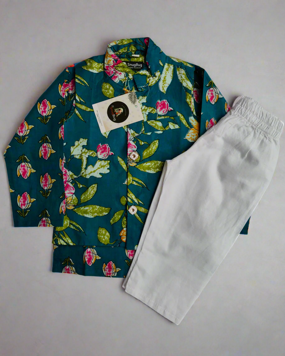 Pure cotton boys kurta pajama with jacket for festive , wedding or traditional wear in very soft fabric