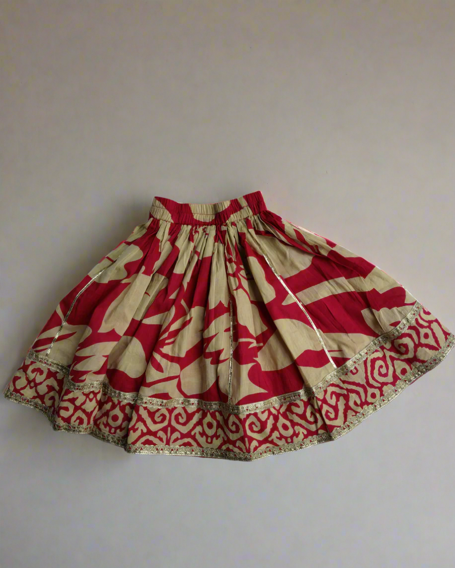 Pure cotton Blue Crop Blouse with lehanga with beautiful laces on neck and hemline of the top and the skirt