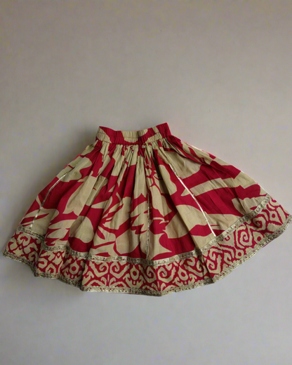 Pure cotton Blue Crop Blouse with lehanga with beautiful laces on neck and hemline of the top and the skirt