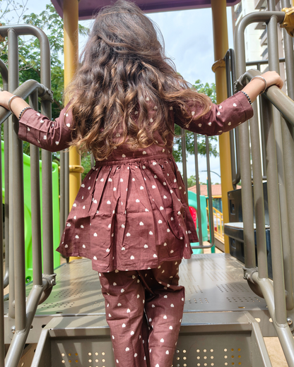 SnugBug Heart Printed Girls Cotton Co-ord Set 