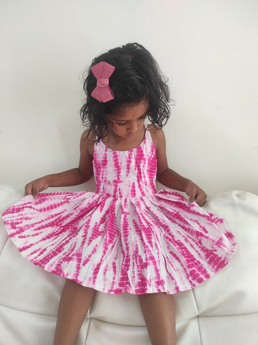 SnugBug Tie & Die sleeveless girls summer frock in cotton