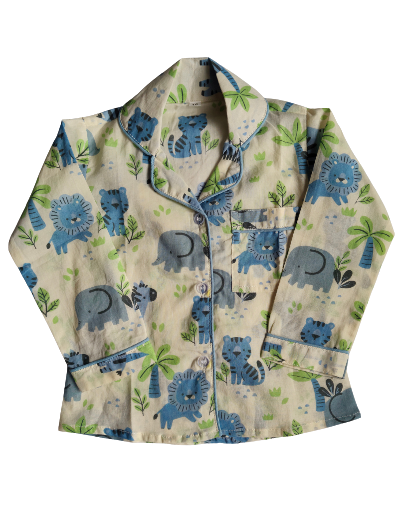 Fat Elephant printed full sleeve kids cotton night wear