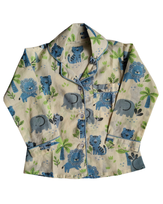 Fat Elephant printed full sleeve kids cotton night wear