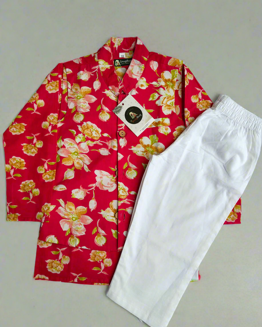 Pure cotton boys kurta pajama with jacket for festive , wedding or traditional wear in very soft fabric