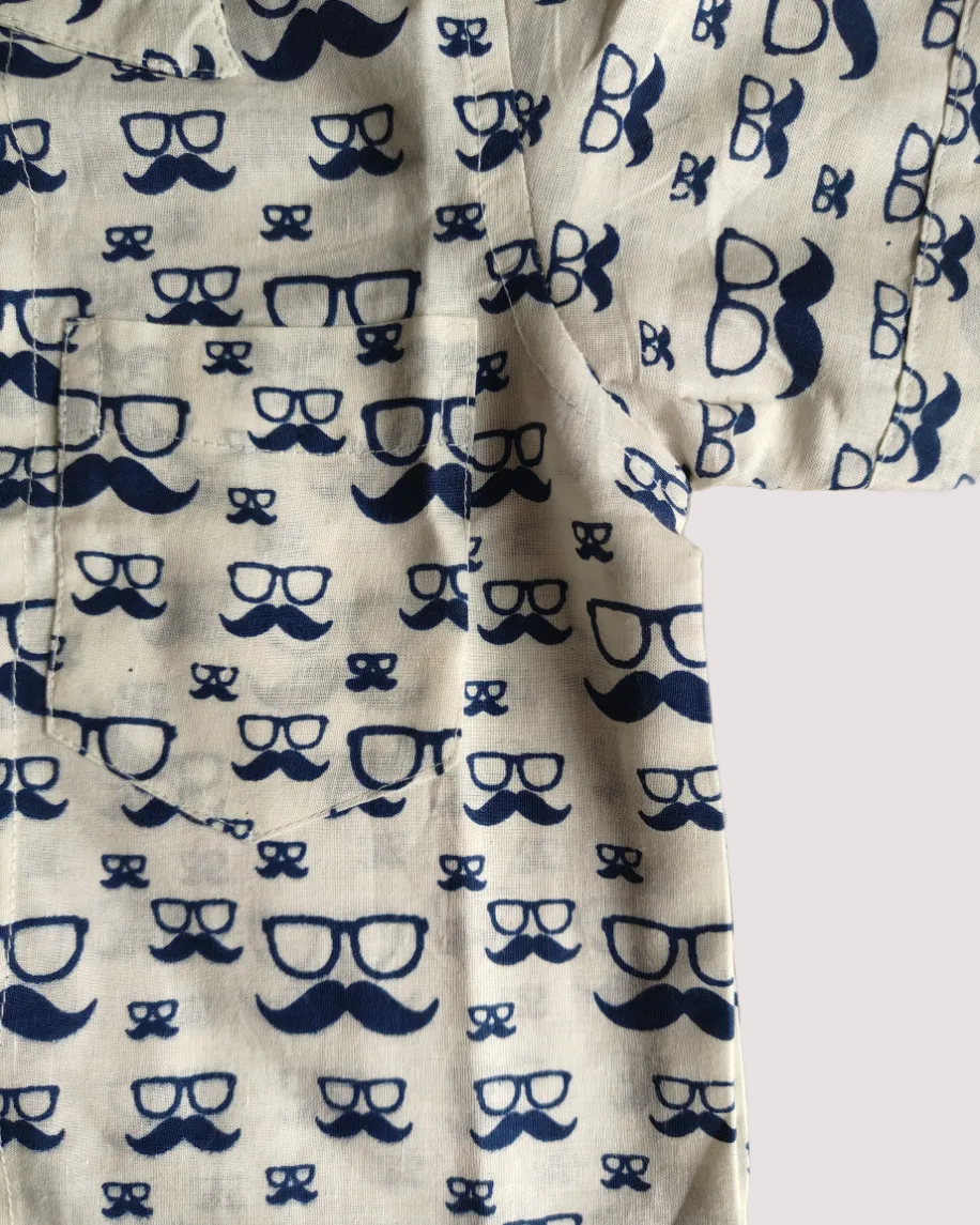 SnugBug Boys Specs Print Pure Cotton Summer Co-ord Set