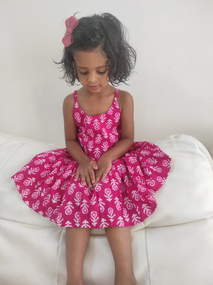 SnugBug pure cotton block printed girls summer frock
