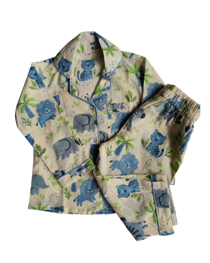 Fat Elephant printed full sleeve kids cotton night wear