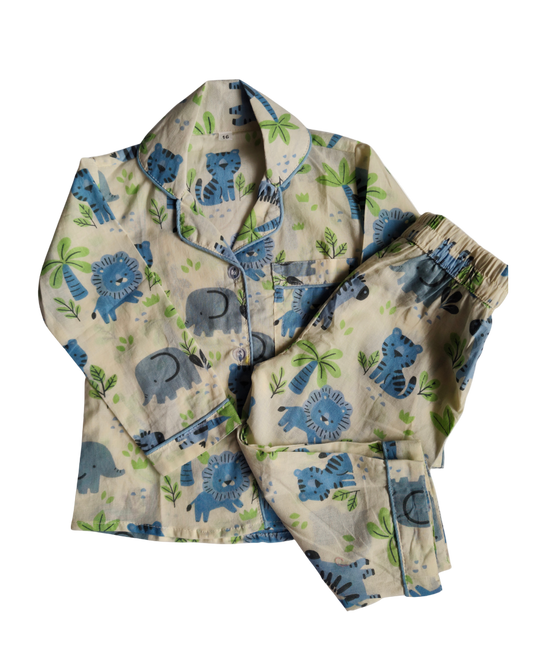 Fat Elephant printed full sleeve kids cotton night wear