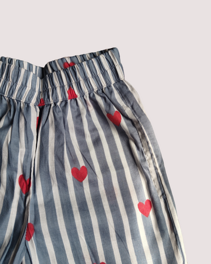 SnugBug Unisex Kids Pure Cotton Full Sleeve Heart Printed Light Weight Night Suit Set