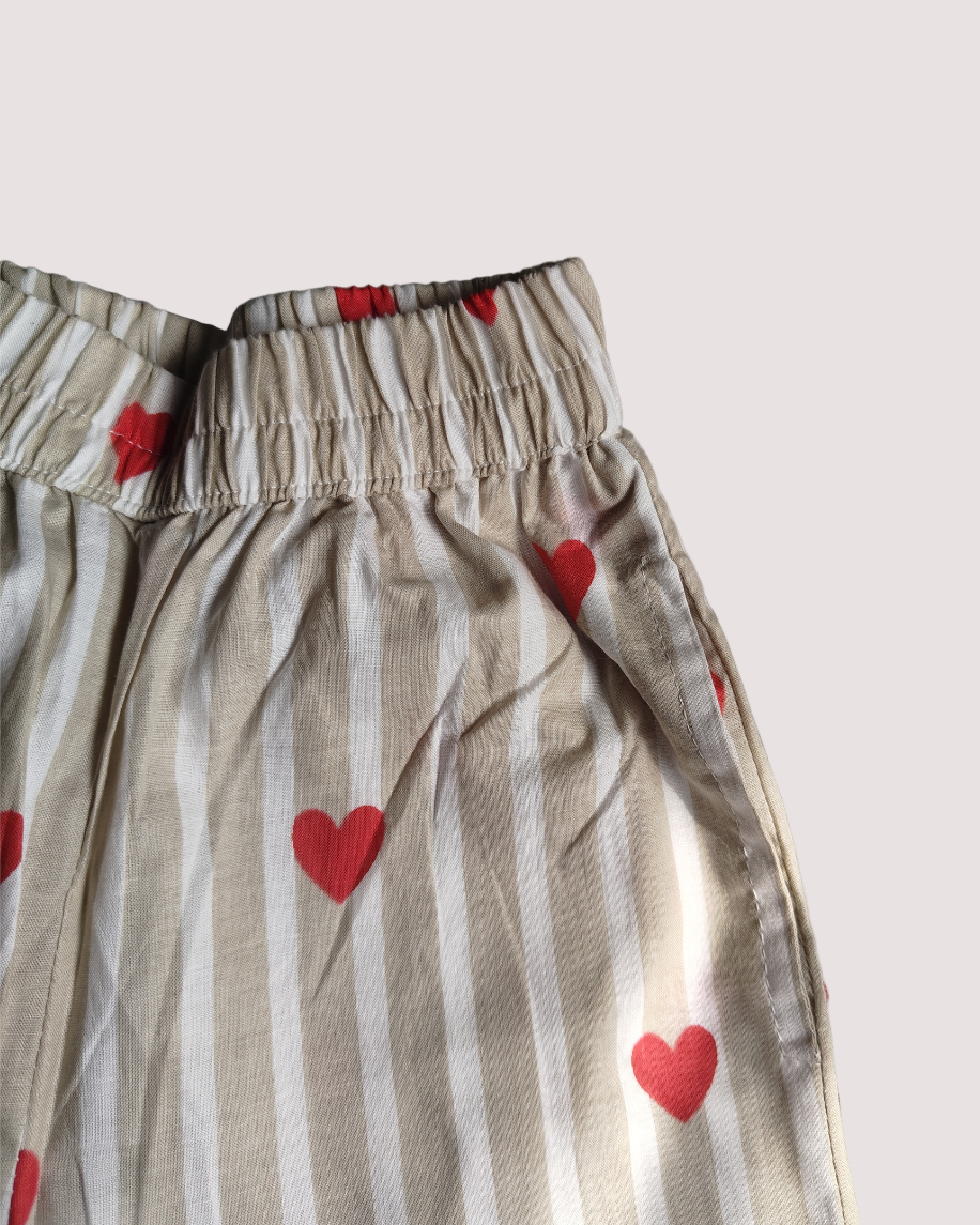 SnugBug Unisex Kids Pure Cotton Full Sleeve Heart Printed Light Weight Night Suit Set