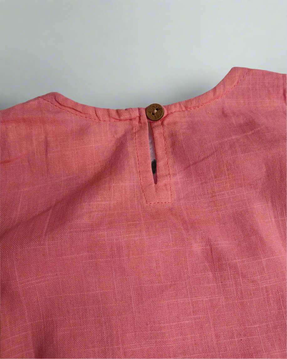 Girls Baby Pink Slub Cotton Peplum style cotton co-ord set traditional wear