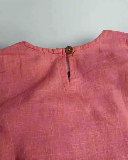 Girls Baby Pink Slub Cotton Peplum style cotton co-ord set traditional wear