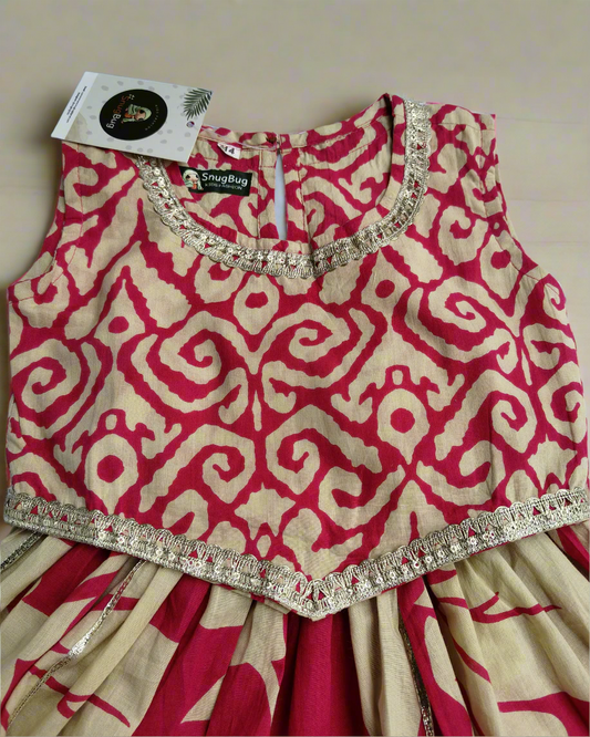 Pure cotton Blue Crop Blouse with lehanga with beautiful laces on neck and hemline of the top and the skirt
