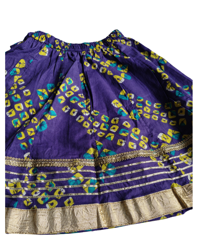 Girls Bandhej Print Cotton Lehanga choli with dupatta traditional weafr