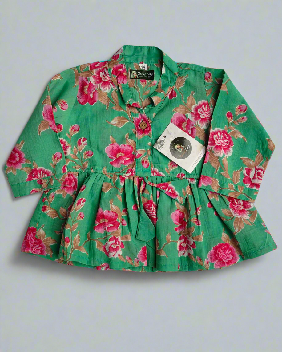 Botanical Pure cotton peplum styled girl clothing set
