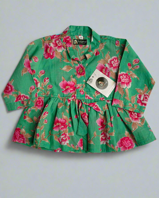 Botanical Pure cotton peplum styled girl clothing set