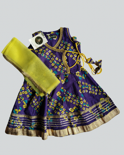 Girls Bandhej Print Cotton Lehanga choli with dupatta traditional weafr