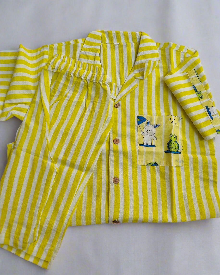 SnugBug Striped Half sleeve Boys Co-ord Set