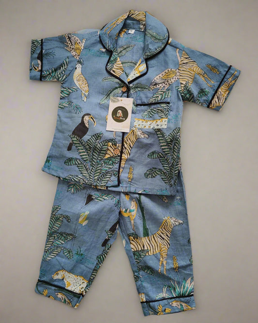 Animal Print Half Sleeve Night Suit