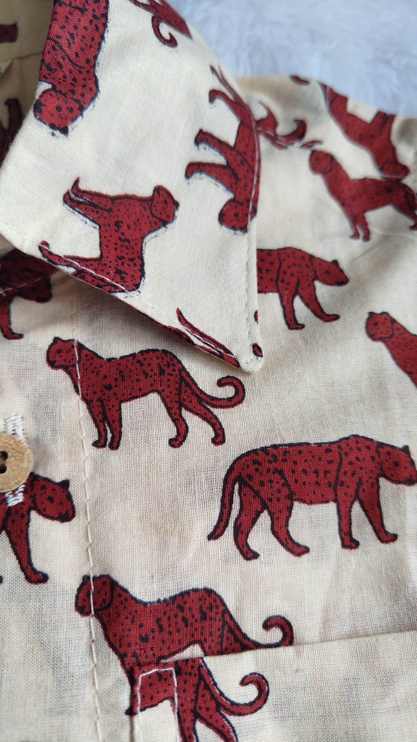 Boys Tiger Printed Co-ord Set | Beige Cotton Summer Wear | SnugBug