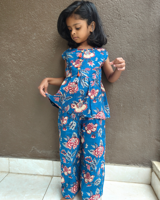 SnugBug Girls Summer Cotton Peplum Top and Pant