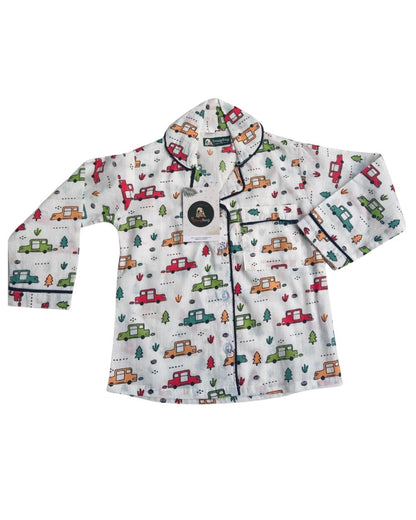 Car Printed pure cotton fll sleeve night suit set for boys and girls 