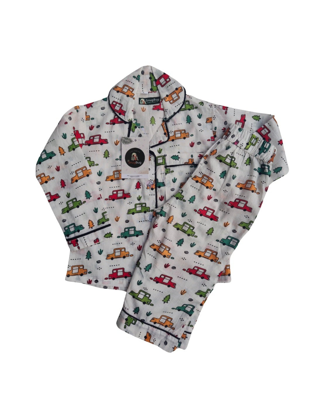 Car Printed pure cotton fll sleeve night suit set for boys and girls 