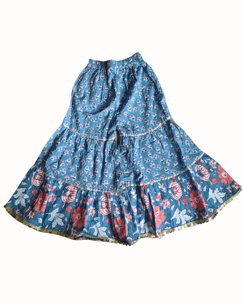 Pure Cotton Girls Peplum Style three fourth sleeve kurta with Sharara Set