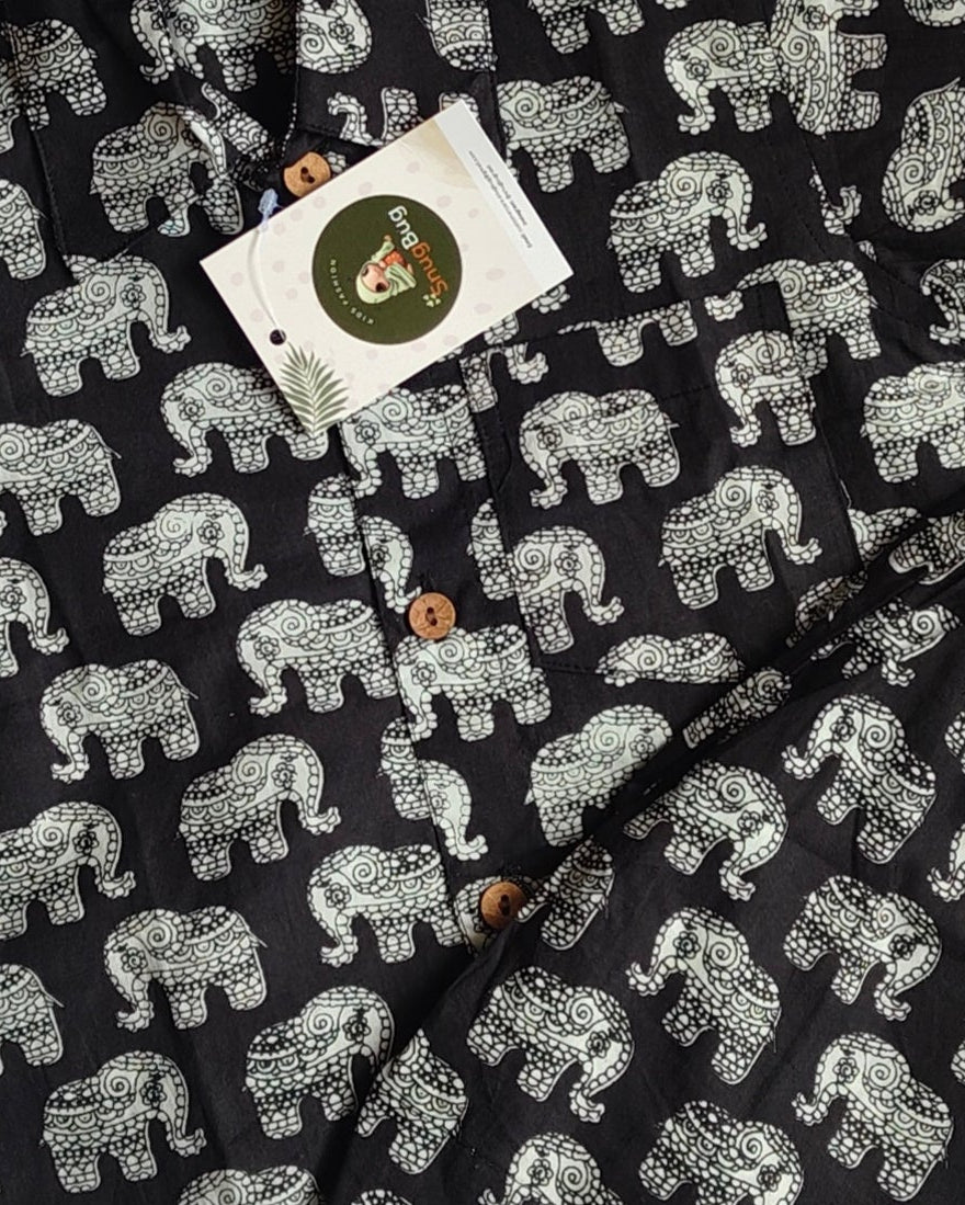 Summer Kids Clothing Set| Elephant Printed Cotton Co-ord Set | SnugBug