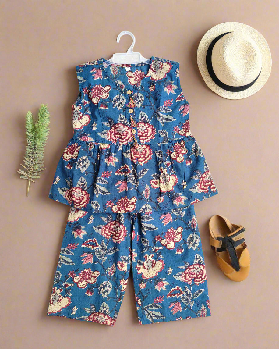 SnugBug Girls Summer Cotton Peplum Top and Pant