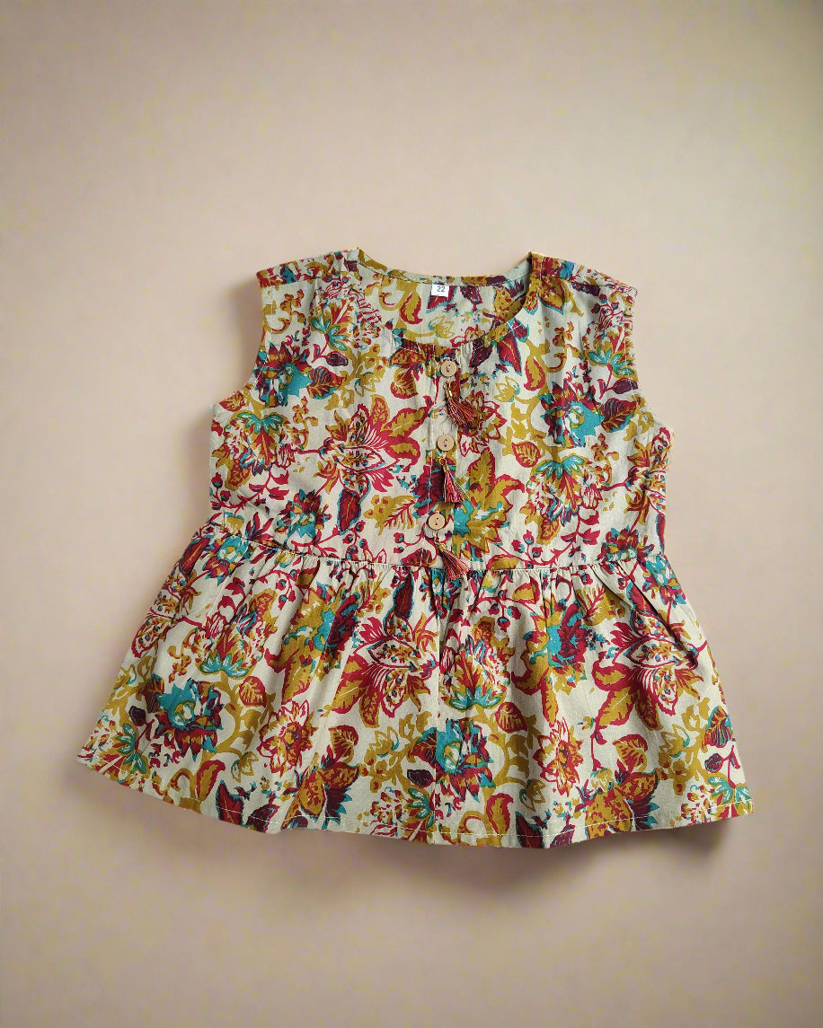 Summer Cotton Peplum Top with Pant 