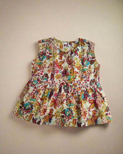 Summer Cotton Peplum Top with Pant 