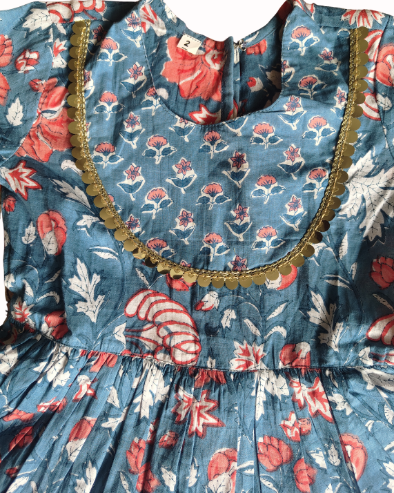 Pure Cotton Girls Peplum Style three fourth sleeve kurta with Sharara Set