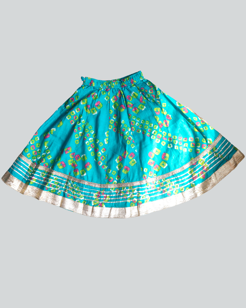 SnugBug Turquoise Blue Girls Cotton Lehanga Choli with Dupatta 