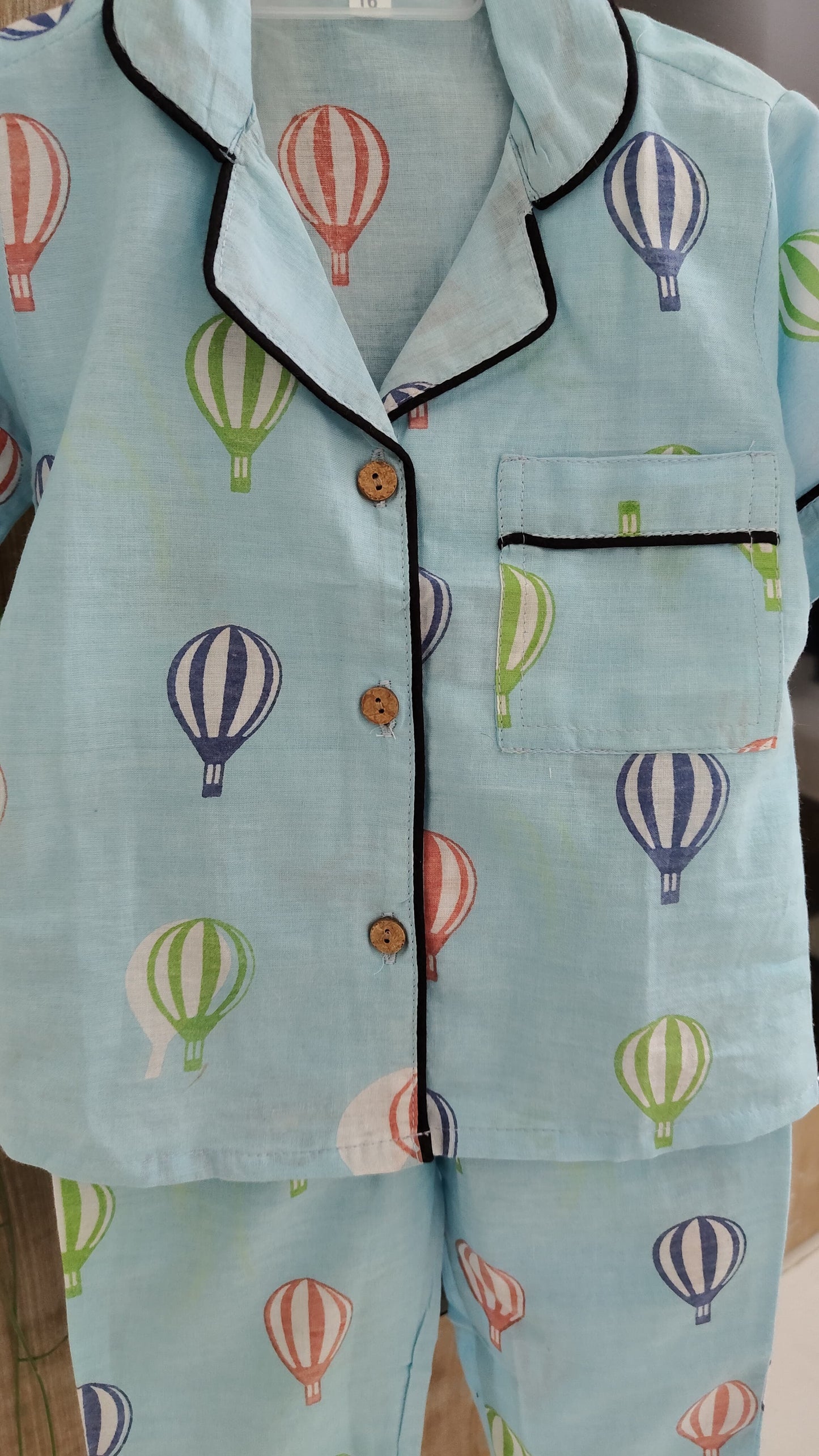 Half Sleeve Hot Balloon Printed Kids Cotton Night Dress | SnugBug