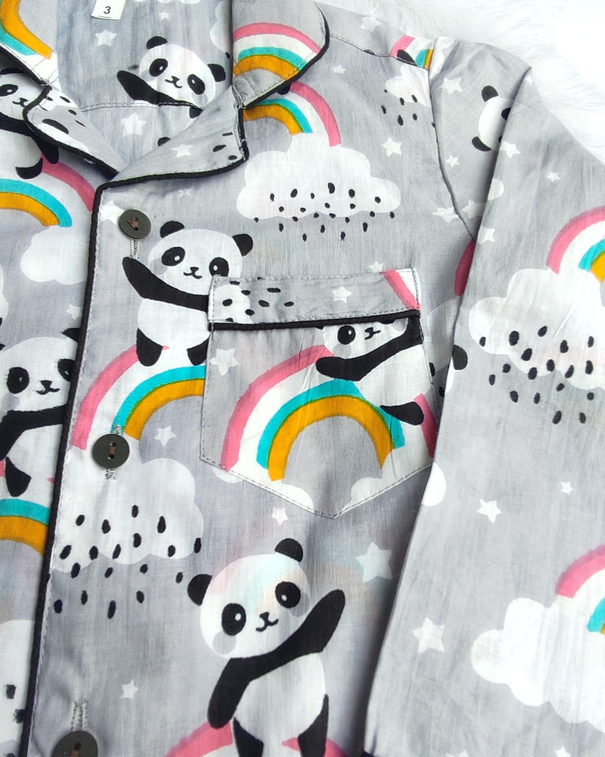 Kids Full Sleeve Cotton Night Suit in cute Panda Print