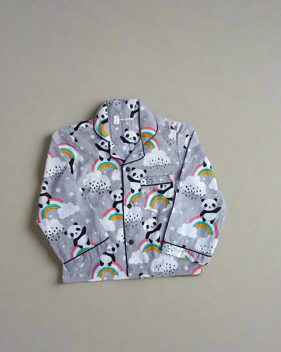Kids Full Sleeve Cotton Night Suit in cute Panda Print