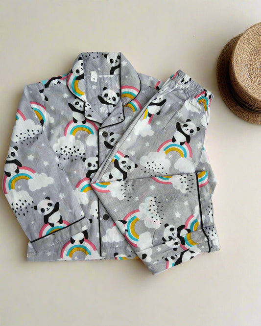 Kids Full Sleeve Cotton Night Suit in cute Panda Print