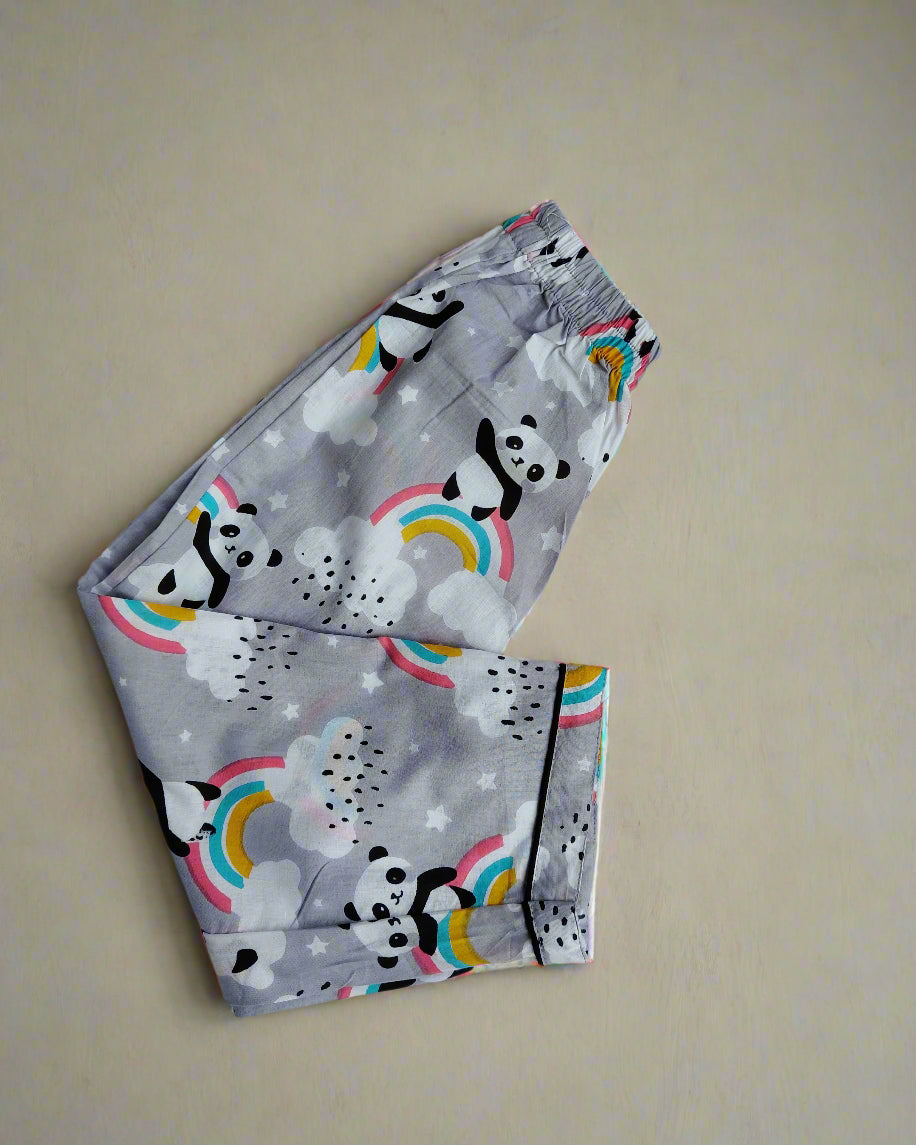 Kids Full Sleeve Cotton Night Suit in cute Panda Print