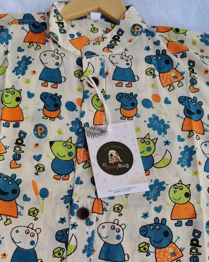 SnugBug peppa printed Kids Cotton shirt