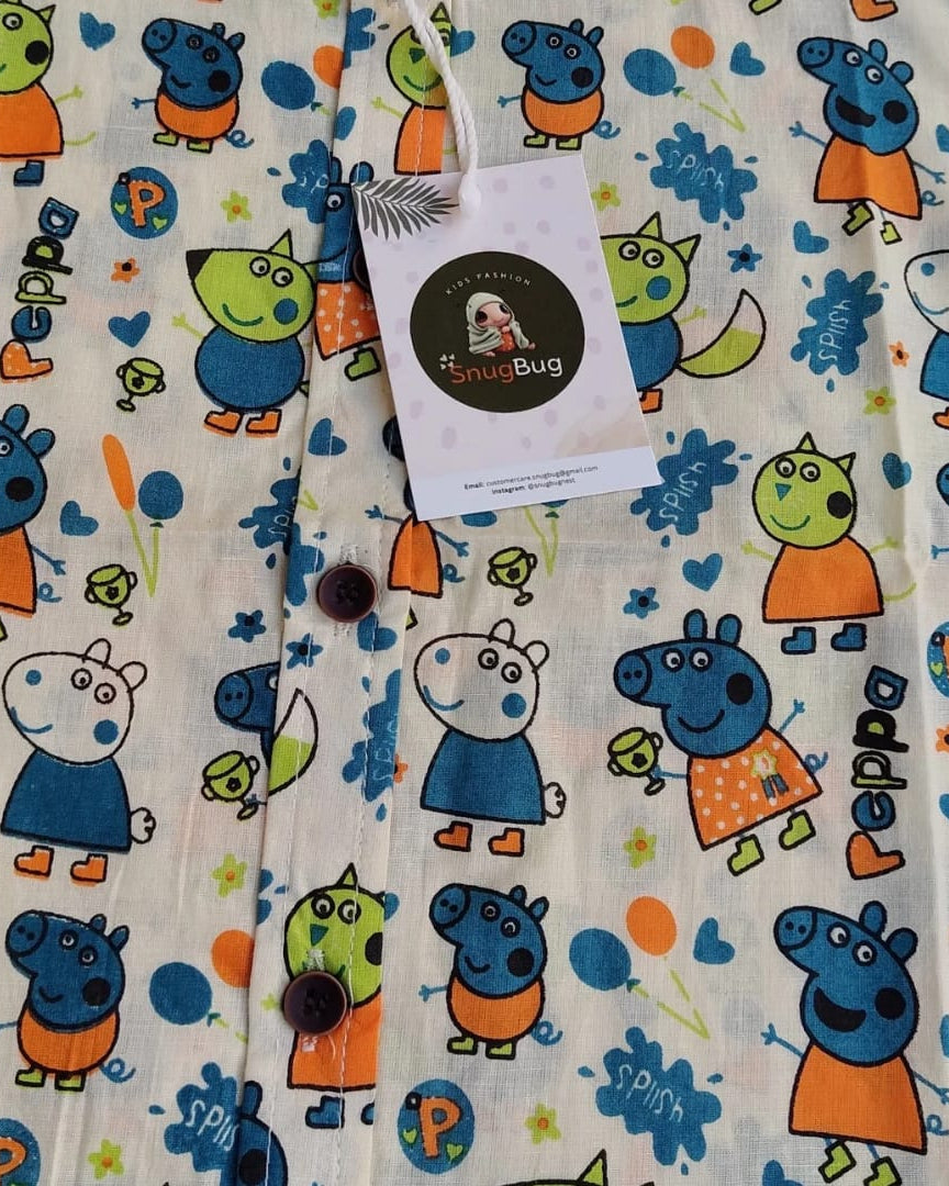SnugBug peppa printed Kids Cotton shirt