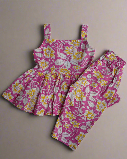 Girls Summer pure cotton sleeveless Co-ord Set