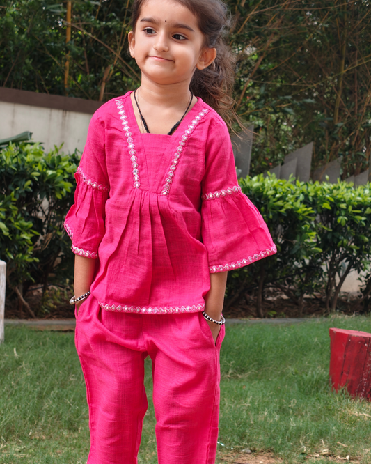 SnugBug Pink SlubCotton Co-ord for girls