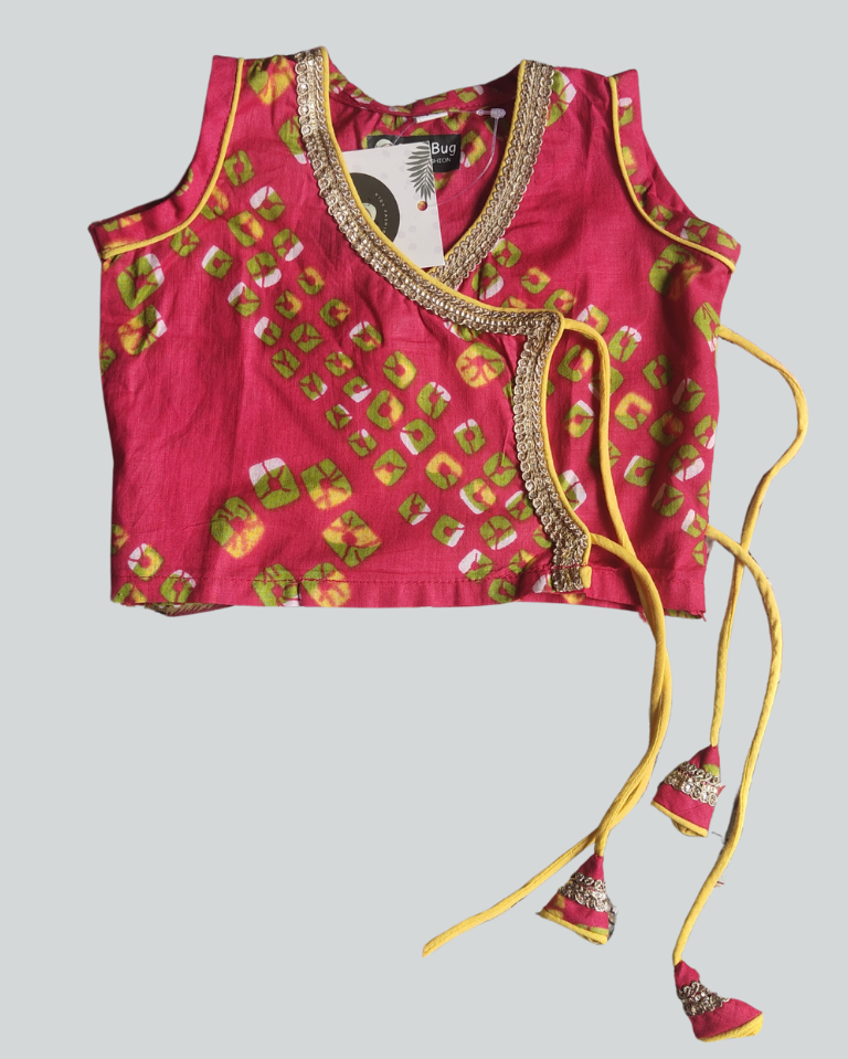 SnugBug Girls pure cotton Red Bandhani Lehanga with Dupatta Rajsthani Style 