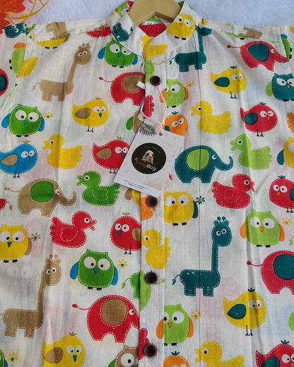 Half Sleeve Animal Printed Boys Cotton Shirt | SnugBug